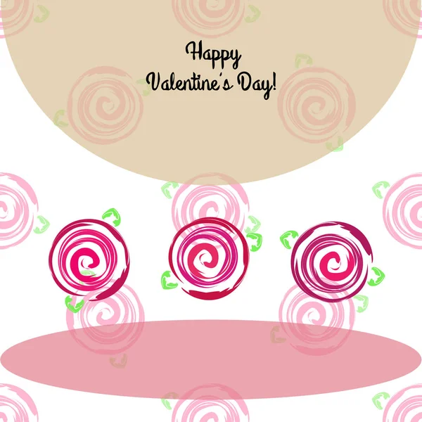 San Valentín Rosa Flor Tarjeta Felicitación Vector Fondo — Vector de stock