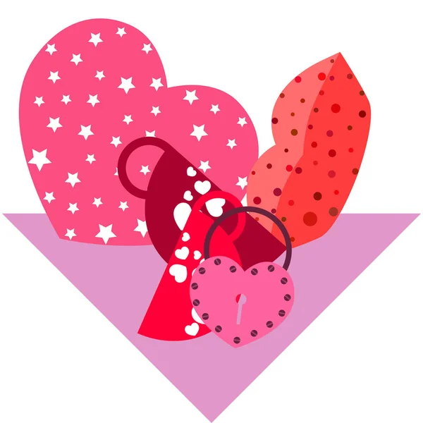 Sevgililer Günü Kupa Kilit Dudaklar Kalp Vektör Arka Plan — Stok Vektör