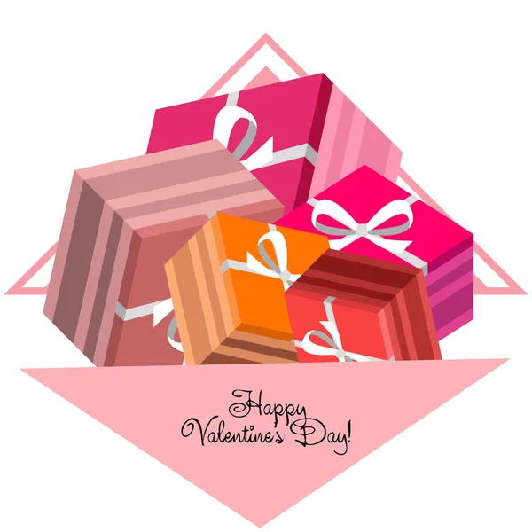 День Святого Валентина Подарок Открытка Векторный Фон — стоковый вектор