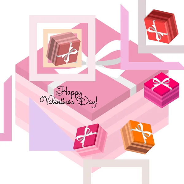 Día San Valentín Regalo Tarjeta Felicitación Vector Fondo — Vector de stock