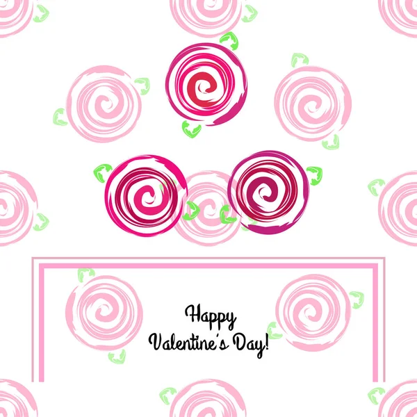 San Valentín Rosa Flor Tarjeta Felicitación Vector Fondo — Vector de stock