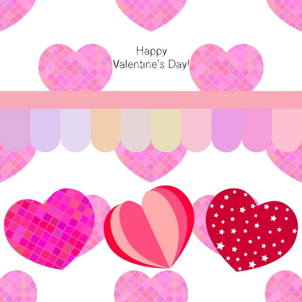 Valentine Day Heart Greeting Card Vector Background — Stock Vector