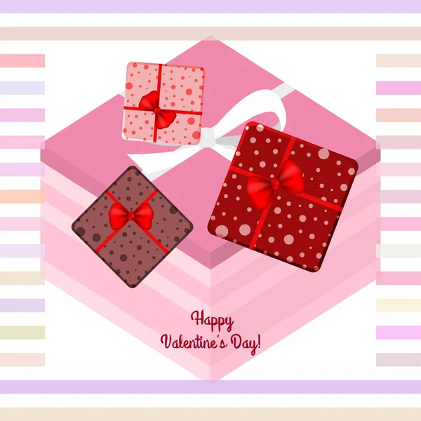 Día San Valentín Regalo Tarjeta Felicitación Vector Fondo — Archivo Imágenes Vectoriales