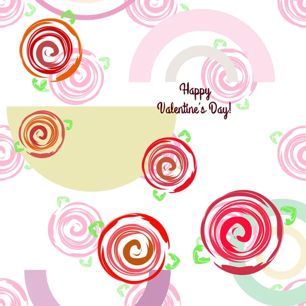 Valentine Day Rose Flower Greeting Card Vector Background — Stock Vector