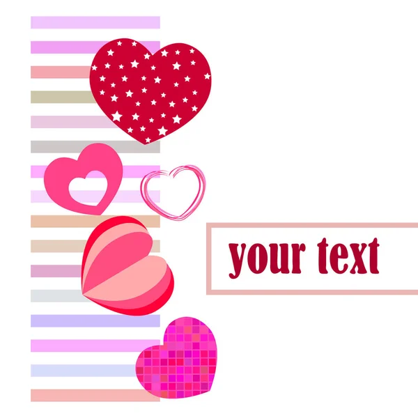 Valentine Day Heart Greeting Card Vector Background — Stock Vector