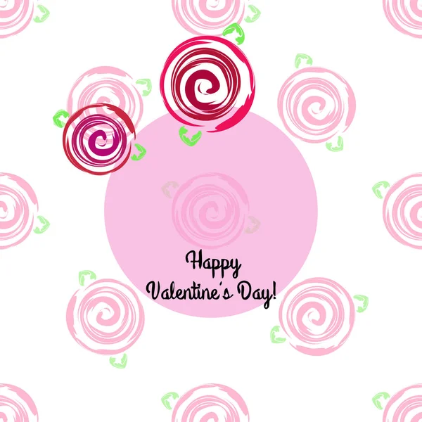 Saint Valentin Rose Fleur Carte Voeux Fond Vectoriel — Image vectorielle