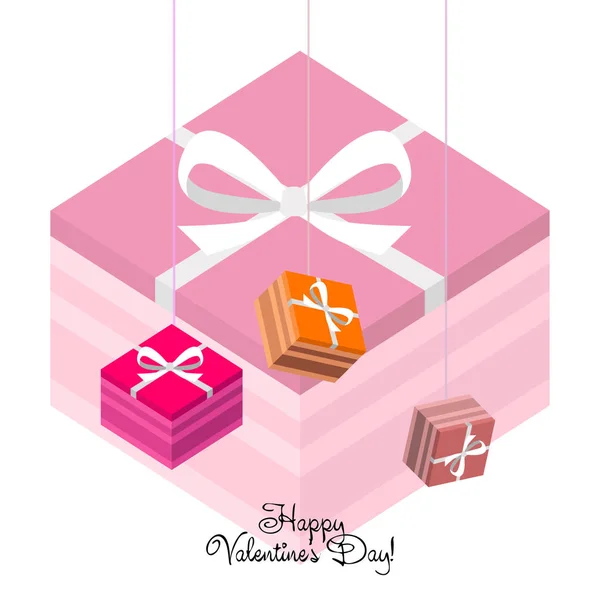 Valentine Day Gift Greeting Card Vector Background — Stock Vector