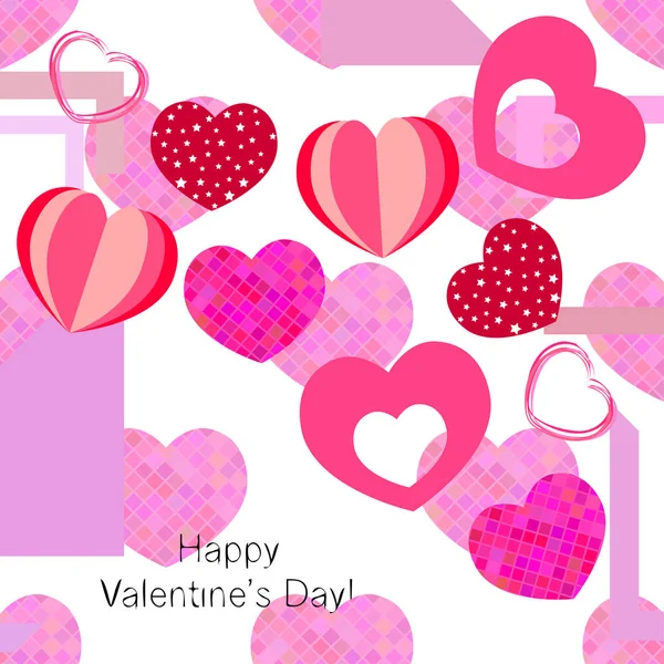 Día San Valentín Corazón Tarjeta Felicitación Vector Fondo — Archivo Imágenes Vectoriales