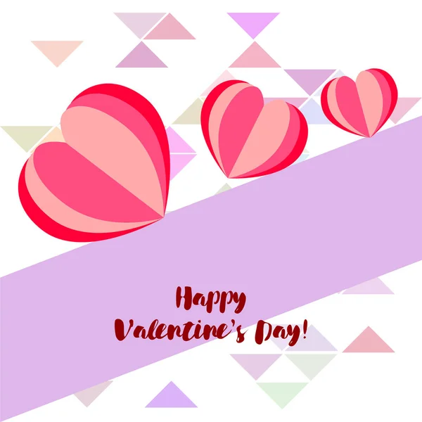 Valentine Day Heart Greeting Card Vector Background — Stock Vector