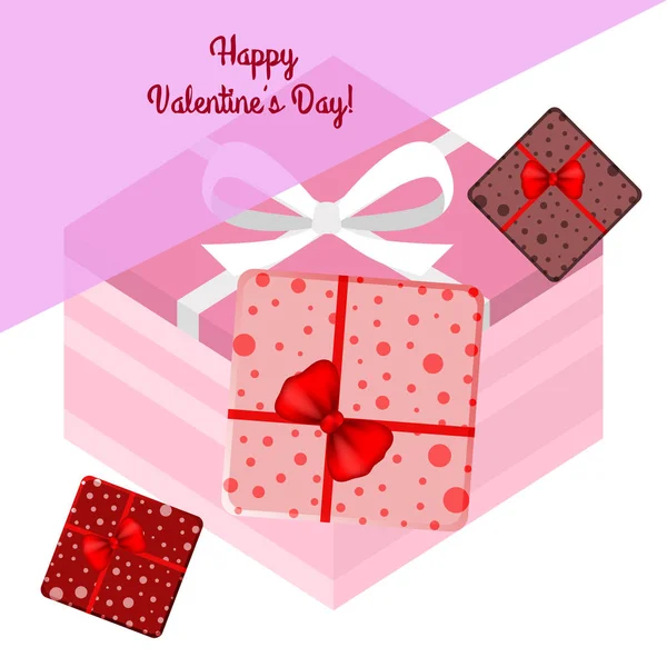 Día San Valentín Regalo Tarjeta Felicitación Vector Fondo — Vector de stock