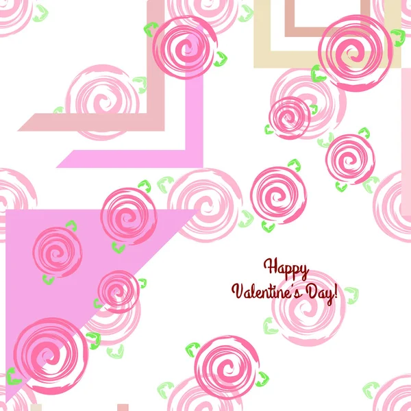 San Valentín Rosa Flor Tarjeta Felicitación Vector Fondo — Archivo Imágenes Vectoriales