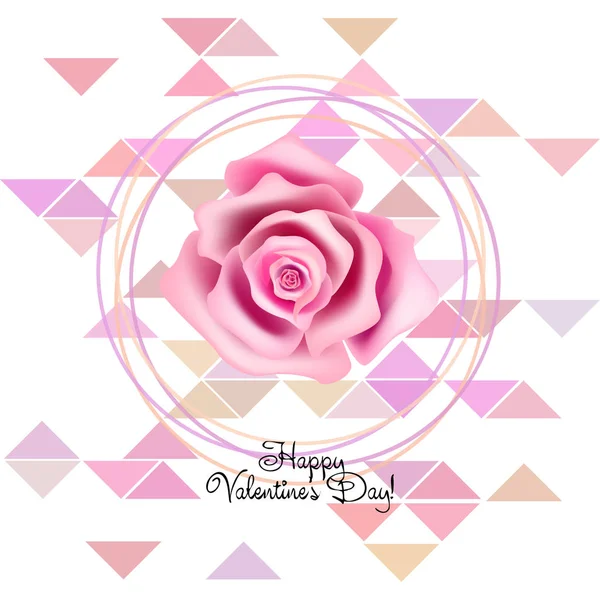 Walentynki Róża Kwiat Karty Pozdrowieniami Wektor Tle — Wektor stockowy