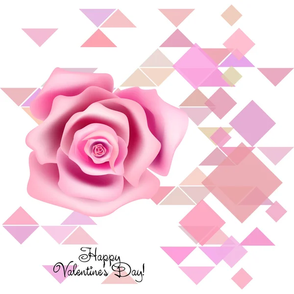 San Valentín Rosa Flor Tarjeta Felicitación Vector Fondo — Archivo Imágenes Vectoriales