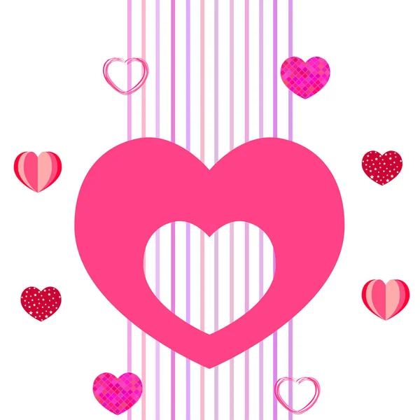 Valentine Day Heart Greeting Card Vector Background — Stock Vector