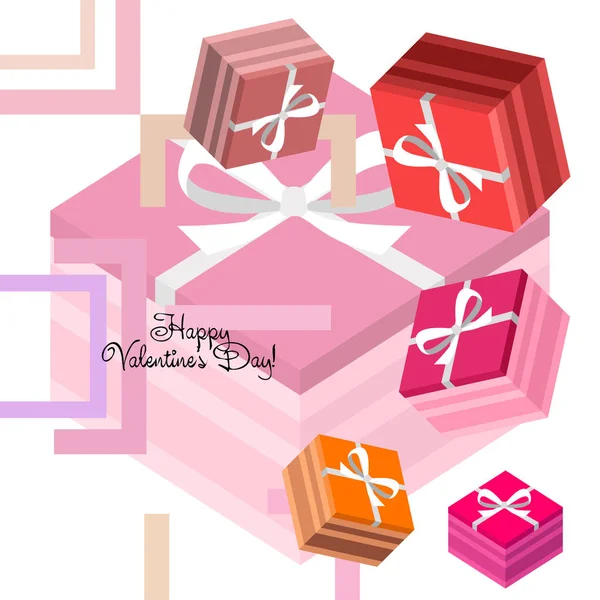 Valentine Day Gift Greeting Card Vector Background — Stock Vector