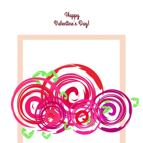 San Valentín Rosa Flor Tarjeta Felicitación Vector Fondo — Vector de stock