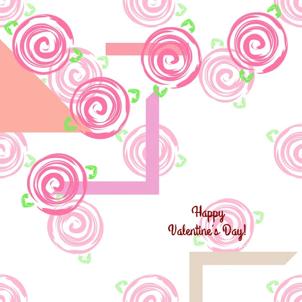 Saint Valentin Rose Fleur Carte Voeux Fond Vectoriel — Image vectorielle