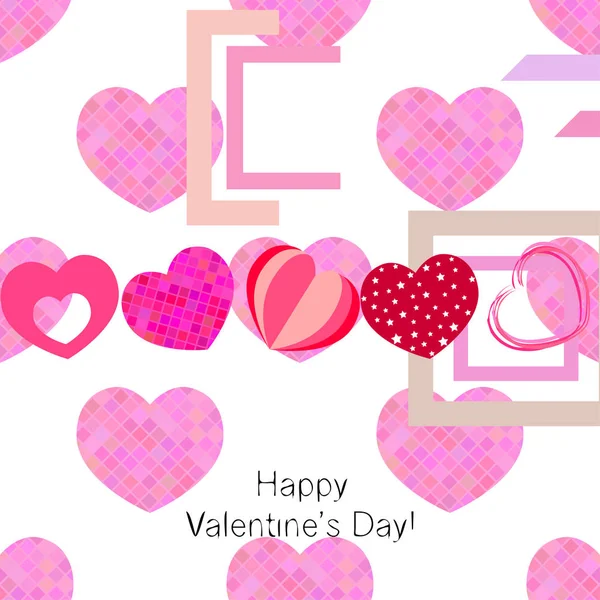 Día San Valentín Corazón Tarjeta Felicitación Vector Fondo — Archivo Imágenes Vectoriales