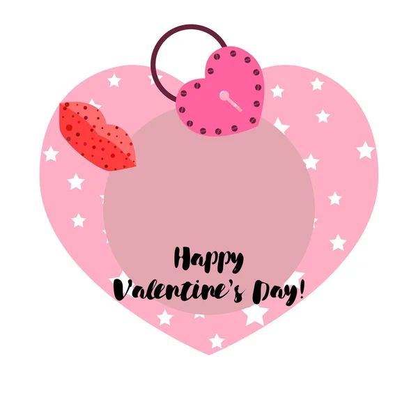 Día San Valentín Taza Cerradura Labios Corazón Vector Fondo — Vector de stock