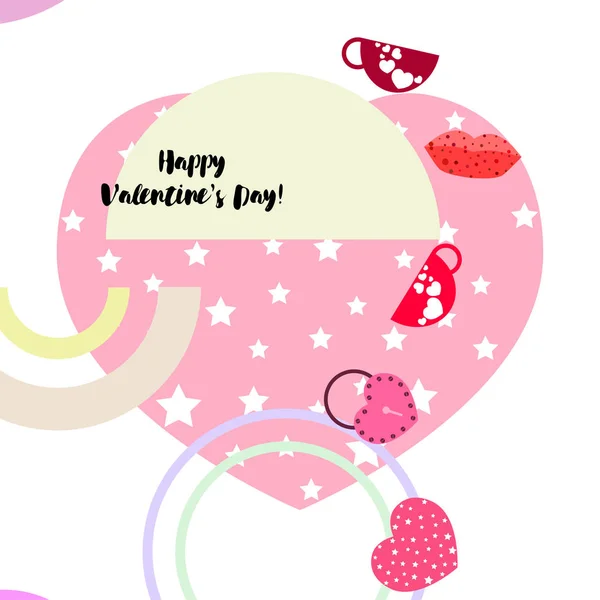 Valentine Day Mug Lock Lips Heart Vector Background — Stock Vector