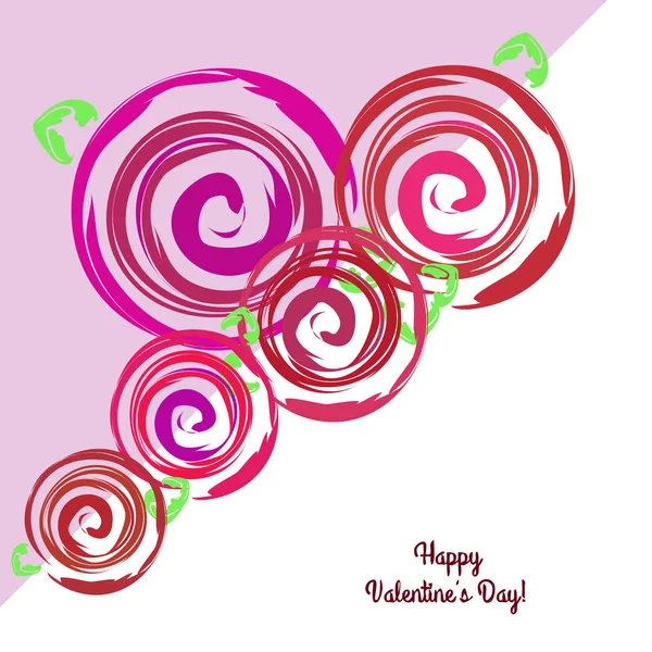 San Valentín Rosa Flor Tarjeta Felicitación Vector Fondo — Vector de stock