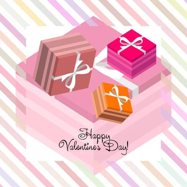 День Святого Валентина Подарунок Вітальна Листівка Векторний Фон — стоковий вектор