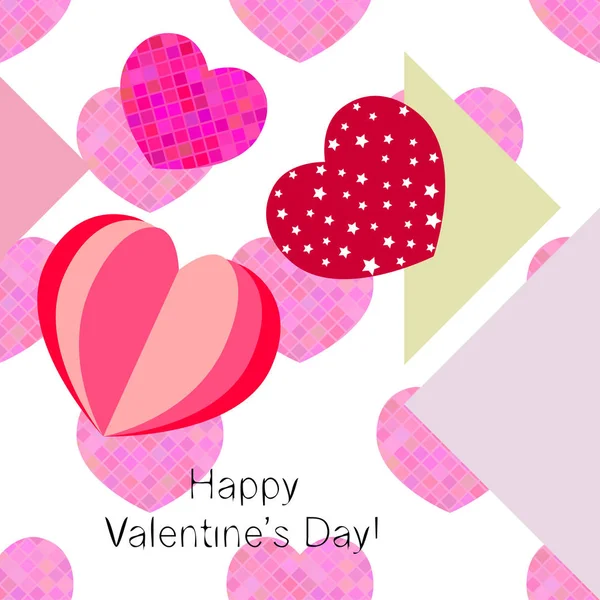 Día San Valentín Corazón Tarjeta Felicitación Vector Fondo — Vector de stock