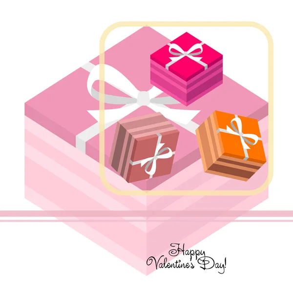 Día San Valentín Regalo Tarjeta Felicitación Vector Fondo — Vector de stock