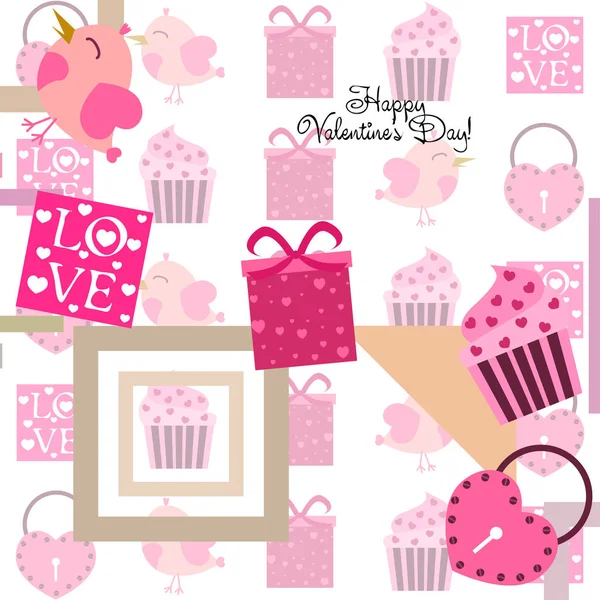 Conjunto Elementos Celebración Para Día San Valentín Ilustración Vectorial Plana — Vector de stock