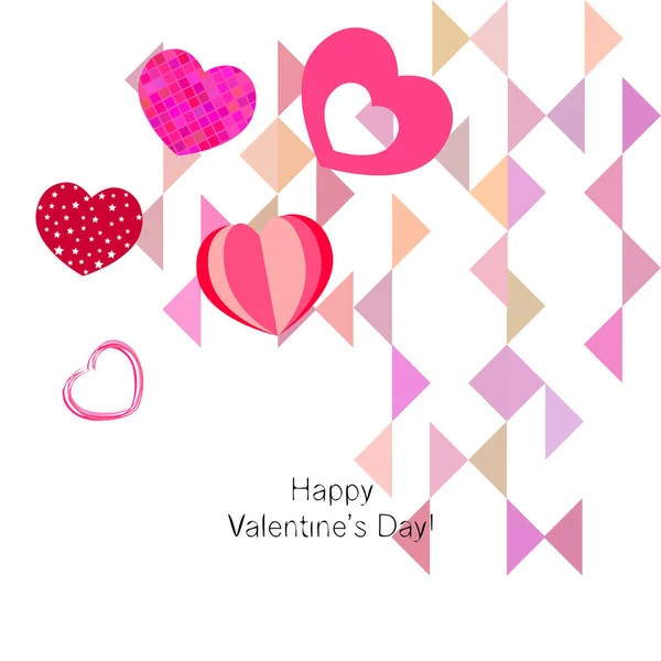 Valentine Day Heart Greeting Card Vector Background — Stock Vector