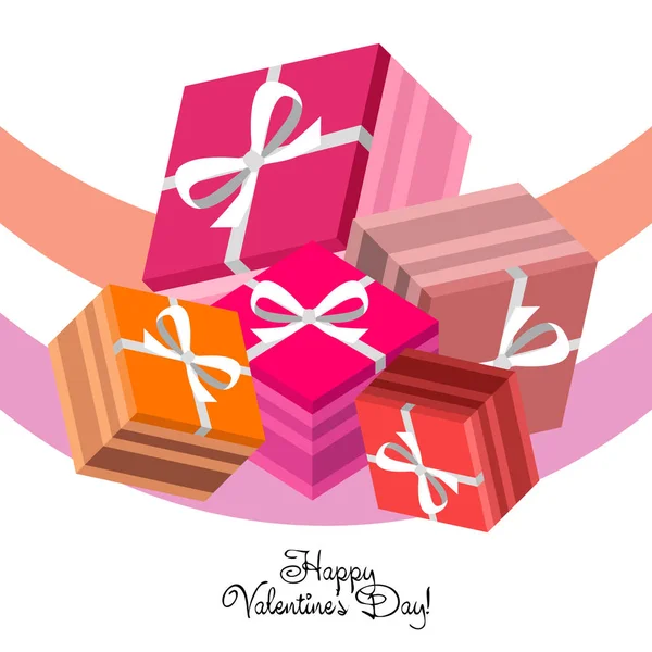 Valentine Day Geschenk Wenskaart Vector Achtergrond — Stockvector