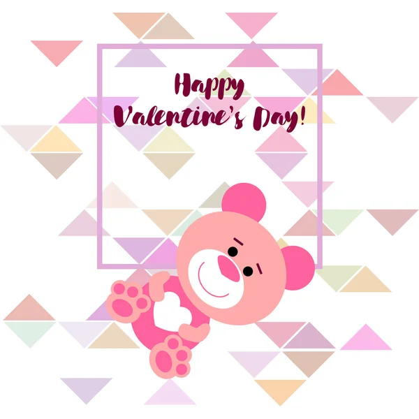 Valentine Day Teddy Bear Congratulation Vector Background — Stock Vector