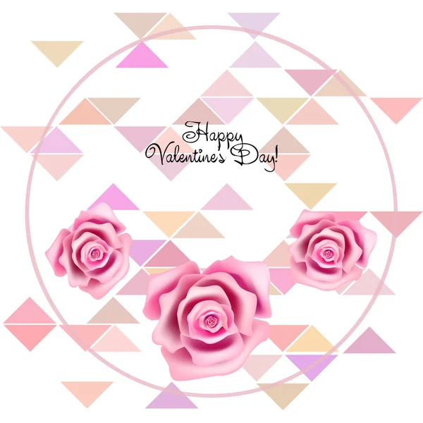 Valentine Day Rose Flower Greeting Card Vector Background — Stock Vector