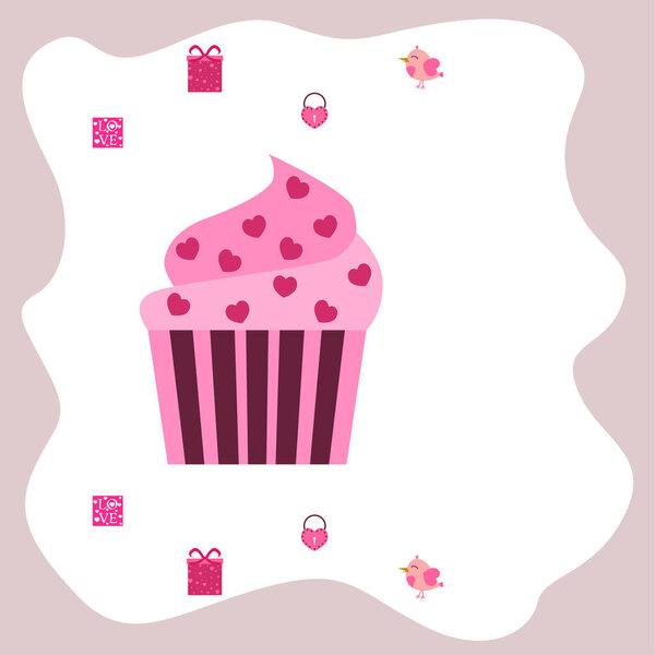 Набор праздничных элементов на День Святого Валентина. плоская векторная иллюстрация на белом фоне
