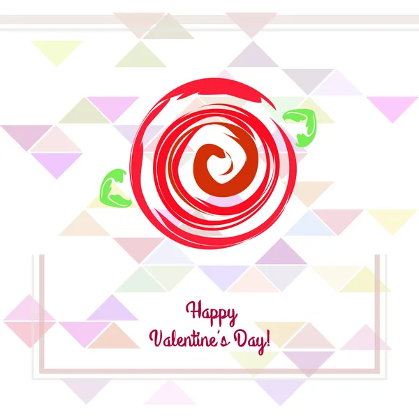 San Valentín Rosa Flor Tarjeta Felicitación Vector Fondo — Archivo Imágenes Vectoriales