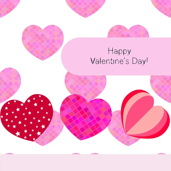 Valentine Day Heart Greeting Card Vector Background — Stock Vector