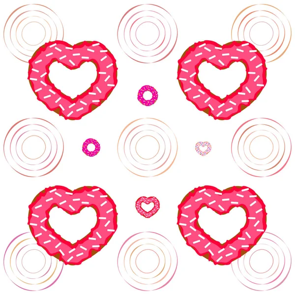 Aftelkalender Voor Valentijnsdag Hart Donut Wenskaart Vector Achtergrond — Stockvector