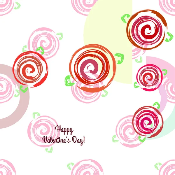 San Valentín Rosa Flor Tarjeta Felicitación Vector Fondo — Vector de stock