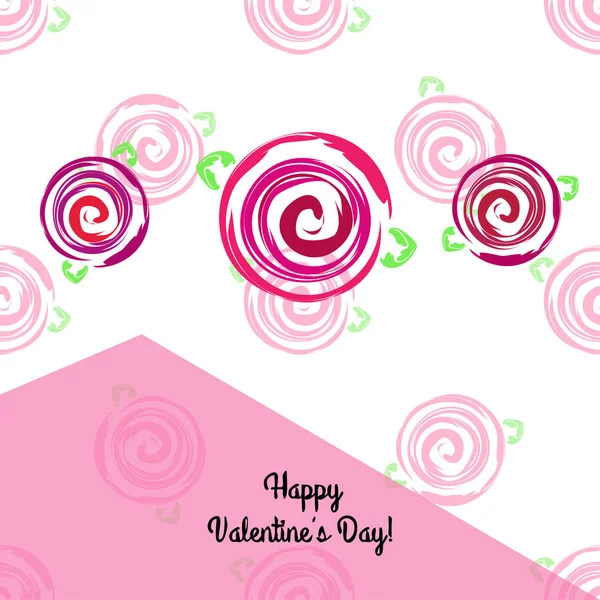 San Valentín Rosa Flor Tarjeta Felicitación Vector Fondo — Archivo Imágenes Vectoriales