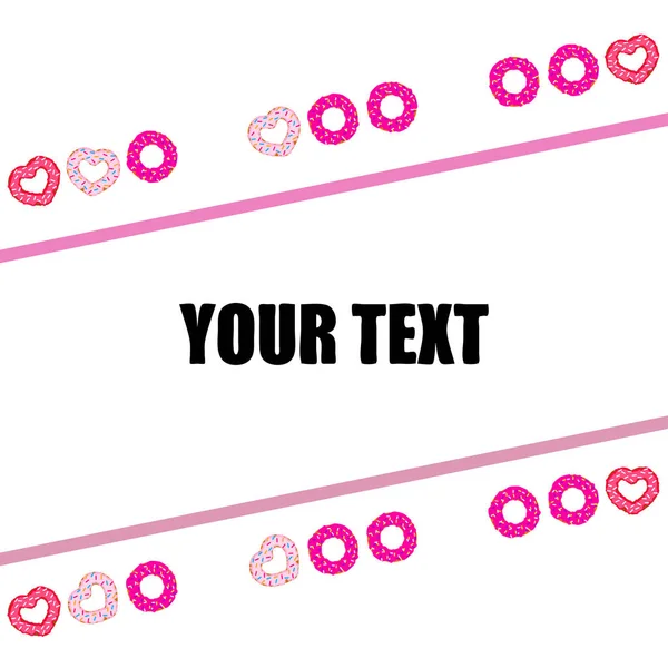 Día San Valentín Donut Corazón Tarjeta Felicitación Vector Fondo — Vector de stock