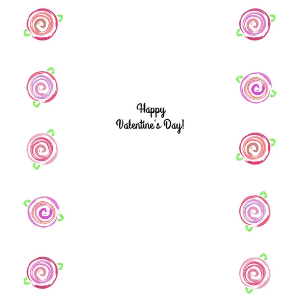 San Valentín Rosa Flor Tarjeta Felicitación Vector Fondo — Archivo Imágenes Vectoriales