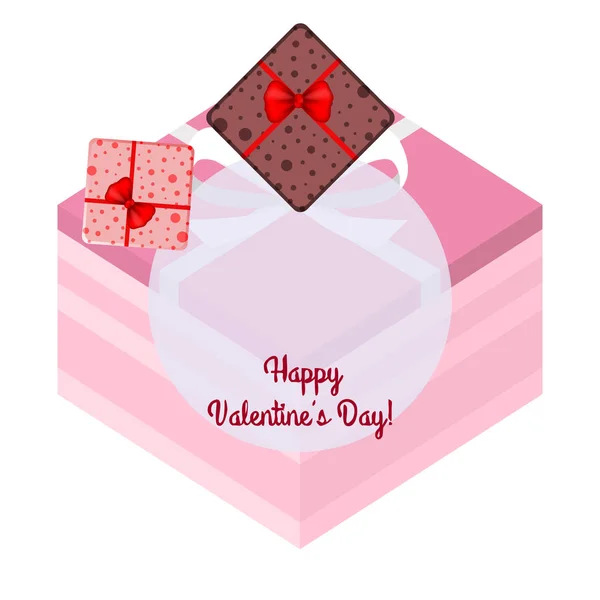 Día San Valentín Regalo Tarjeta Felicitación Vector Fondo — Vector de stock