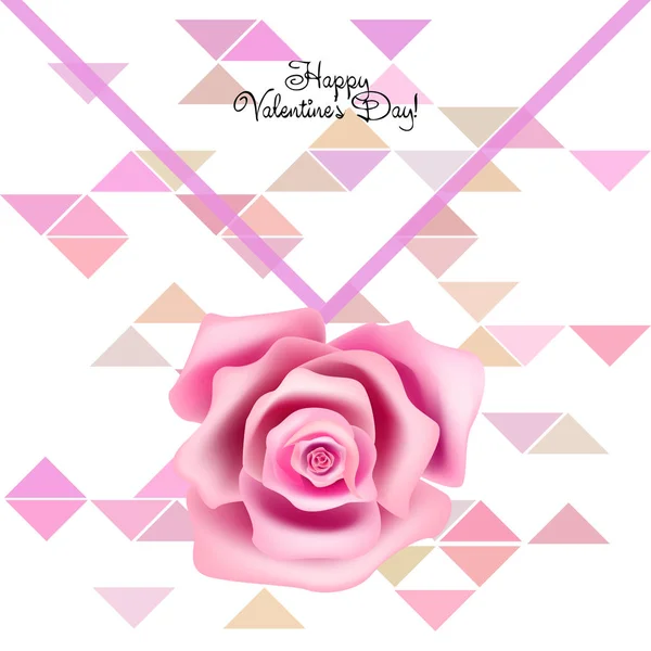 San Valentín Rosa Flor Tarjeta Felicitación Vector Fondo — Archivo Imágenes Vectoriales