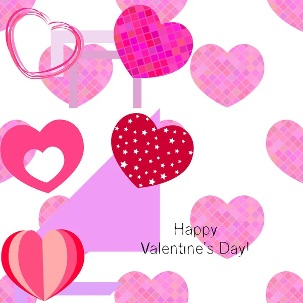 Día San Valentín Corazón Tarjeta Felicitación Vector Fondo — Vector de stock