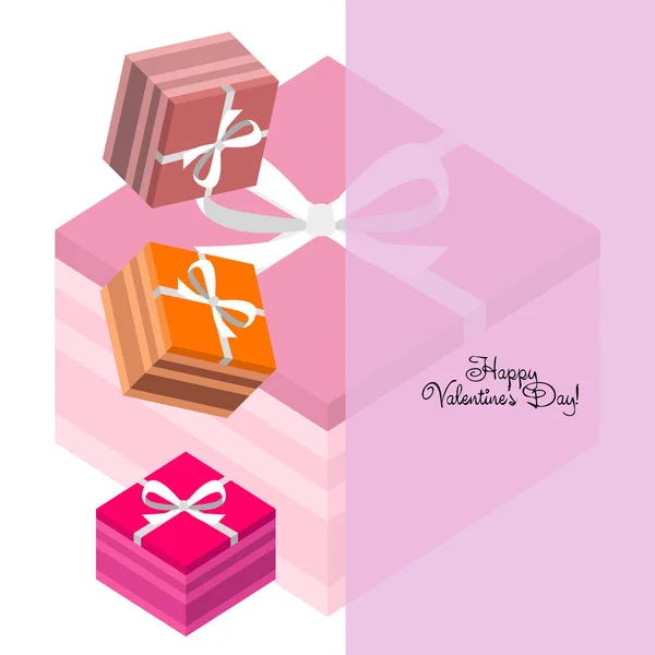 Día San Valentín Regalo Tarjeta Felicitación Vector Fondo — Vector de stock