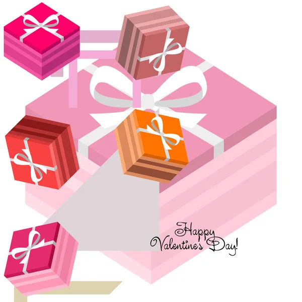 Valentine Day Geschenk Wenskaart Vector Achtergrond — Stockvector