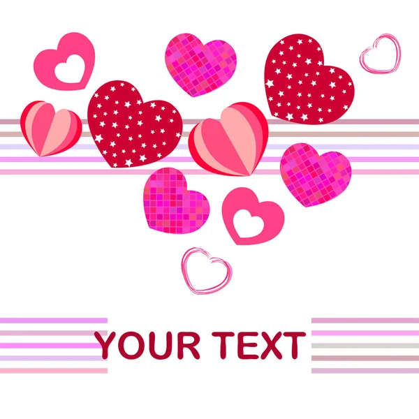 Valentine Day Heart Greeting Card Vector Background — Stock Vector