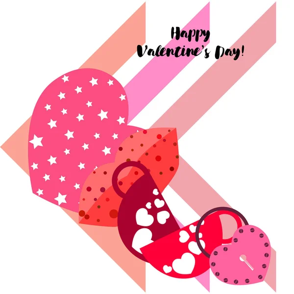 Día San Valentín Taza Cerradura Labios Corazón Vector Fondo — Vector de stock