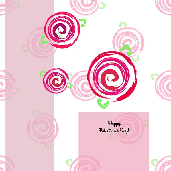 San Valentín Rosa Flor Tarjeta Felicitación Vector Fondo — Archivo Imágenes Vectoriales