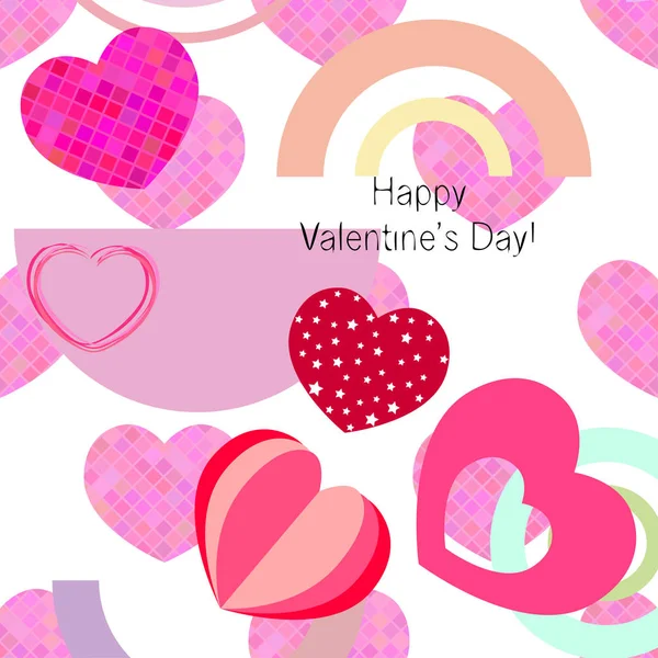 Aftelkalender Voor Valentijnsdag Hart Wenskaart Vector Achtergrond — Stockvector